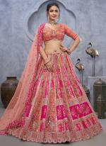 Organza Silk Pink Bridal Wear Embroidery Work Lehenga Choli